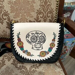 Disney Parks Loungefly Pixar Coco Floral Skull Crossbody Bag
